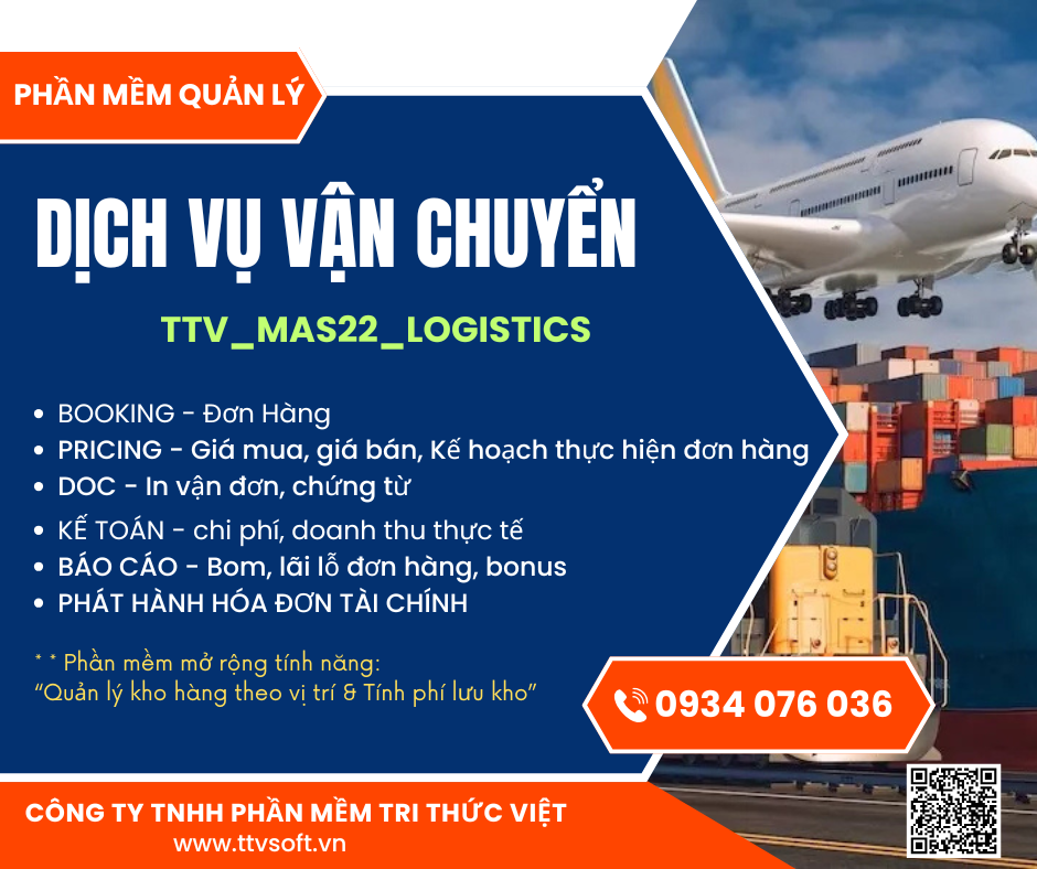 Phần mềm quản lý kinh doanh dịch vụ vận chuyển TTV Log